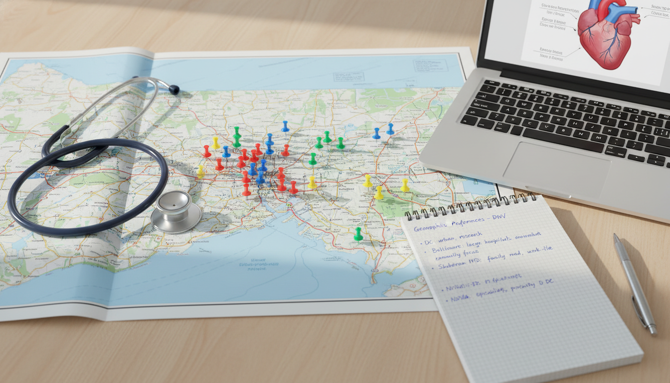 DMV region map highlighting residency program clusters DMV region map highlighting residency program clusters - MD graduate residency for Geographic Flexibility for MD Graduate in