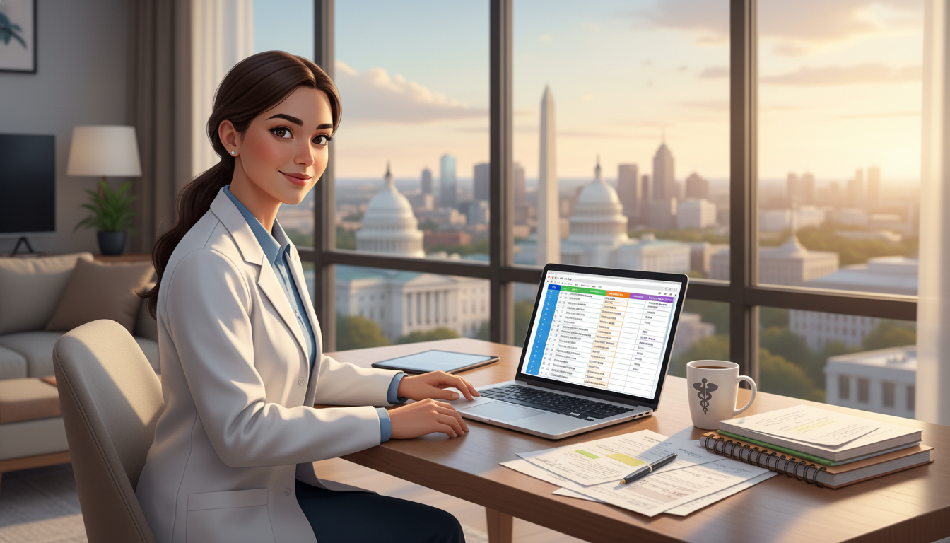 Medical graduate comparing residency options on laptop Medical graduate comparing residency options on laptop - MD graduate residency for Geographic Flexibility for MD Graduate in