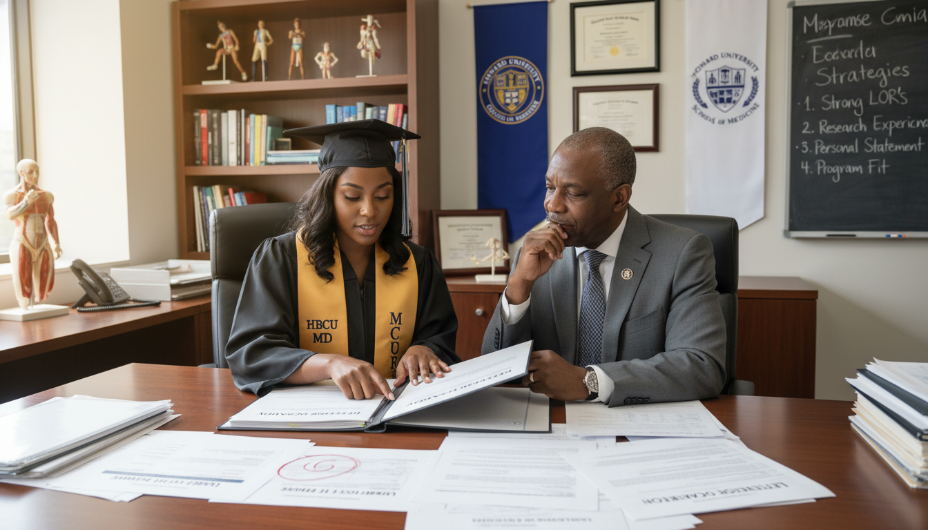 Resident applicant at an HBCU residency program discussing their application with a faculty mentor - MD graduate residency fo