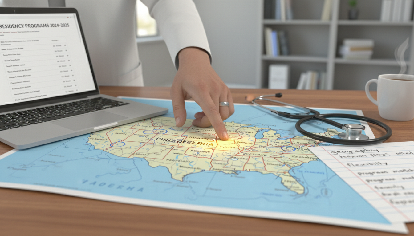 MD graduate using a map to plan regional residency applications MD graduate using a map to plan regional residency applications - MD graduate residency for Geographic Flexibility for MD Gra