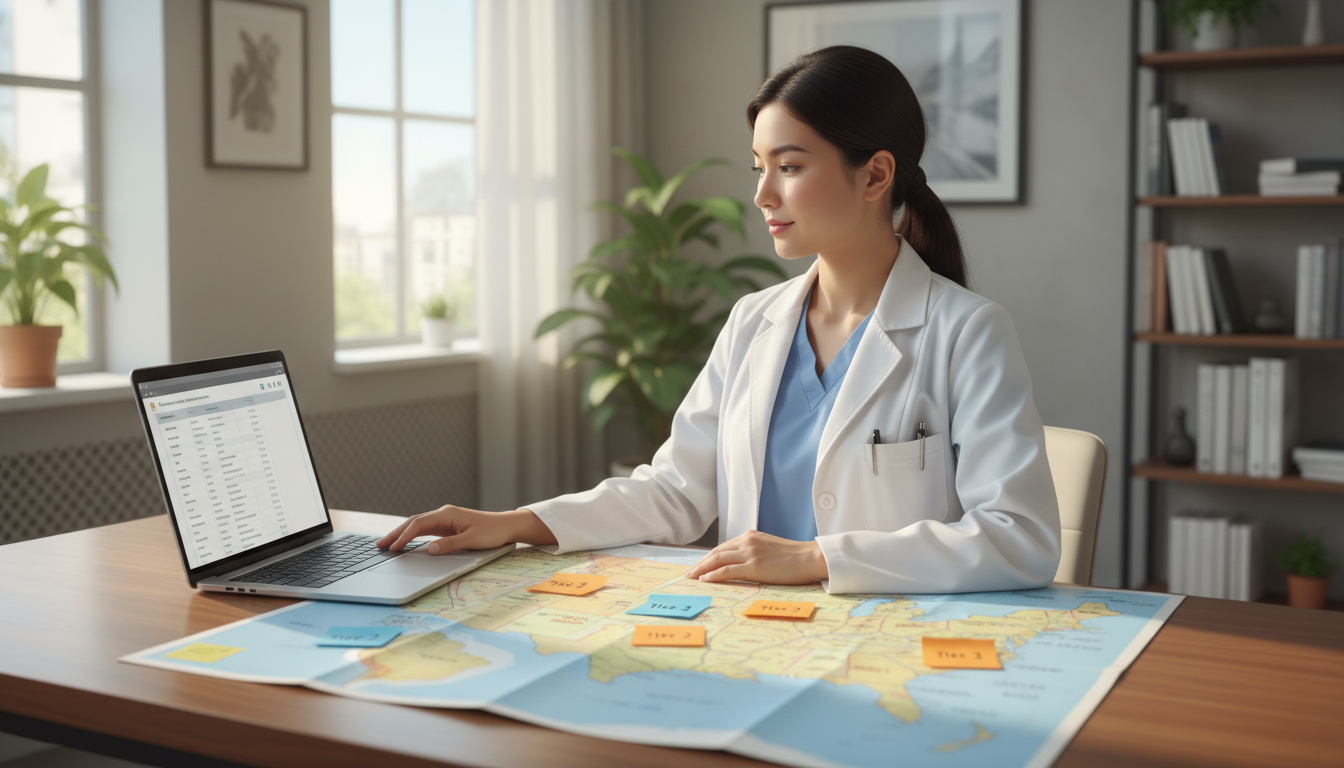 MD graduate mapping out residency geographic tiers on a map MD graduate mapping out residency geographic tiers on a map - MD graduate residency for Geographic Flexibility for MD Graduat