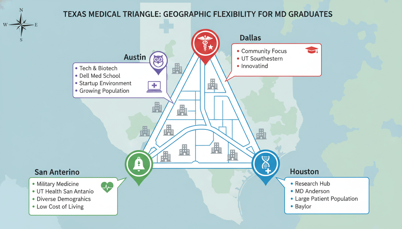 Map and characteristics of Texas Triangle residency regions Map and characteristics of Texas Triangle residency regions - MD graduate residency for Geographic Flexibility for MD Graduat