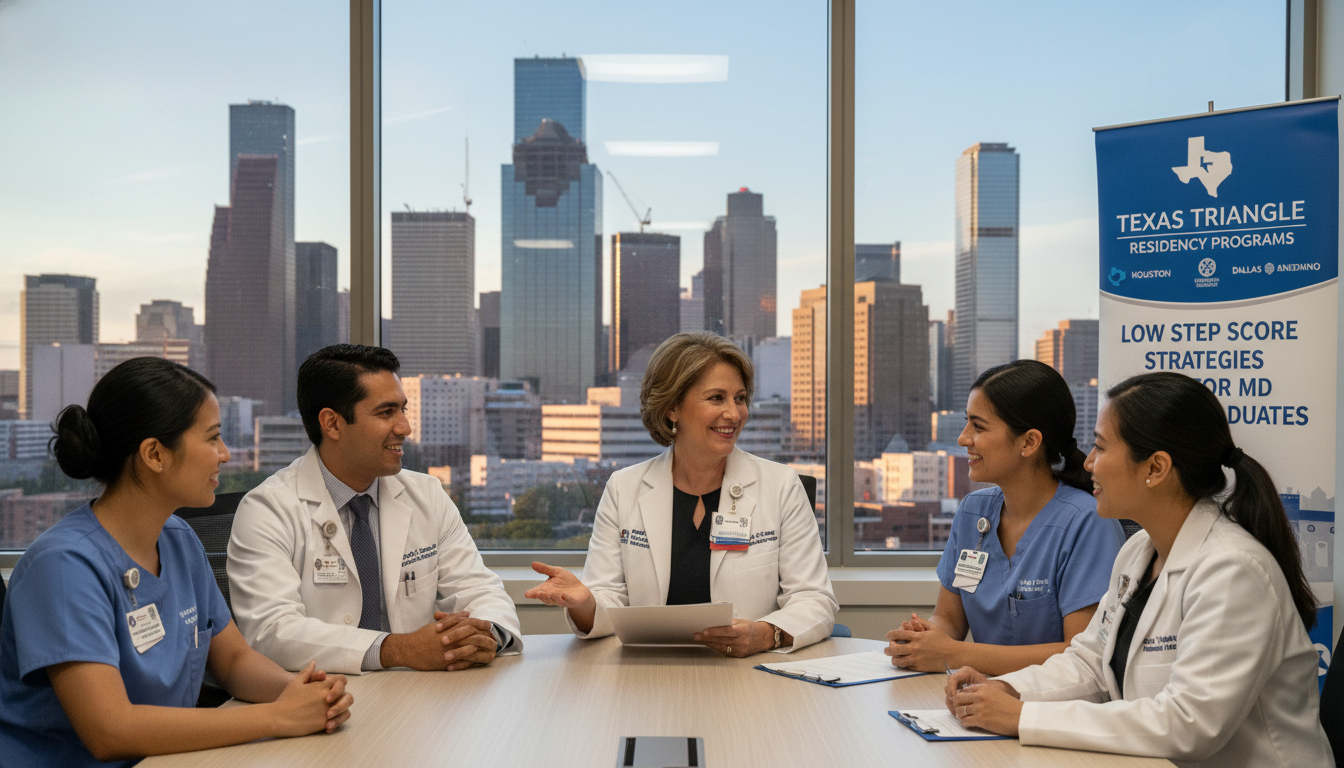 Medical graduate networking at a Texas residency open house - MD graduate residency for Low Step Score Strategies for MD Grad