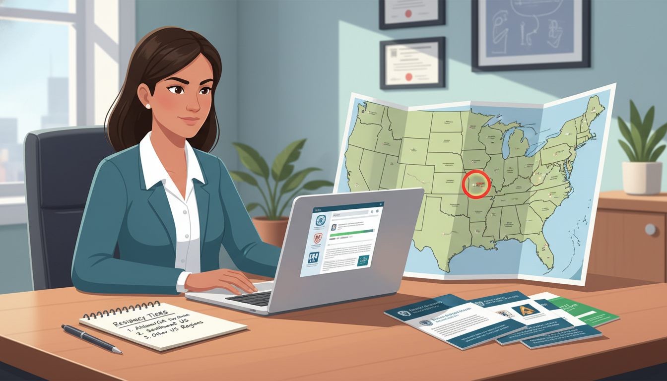 IMG planning residency applications with a map and laptop IMG planning residency applications with a map and laptop - non-US citizen IMG for Geographic Flexibility for Non-US Citizen