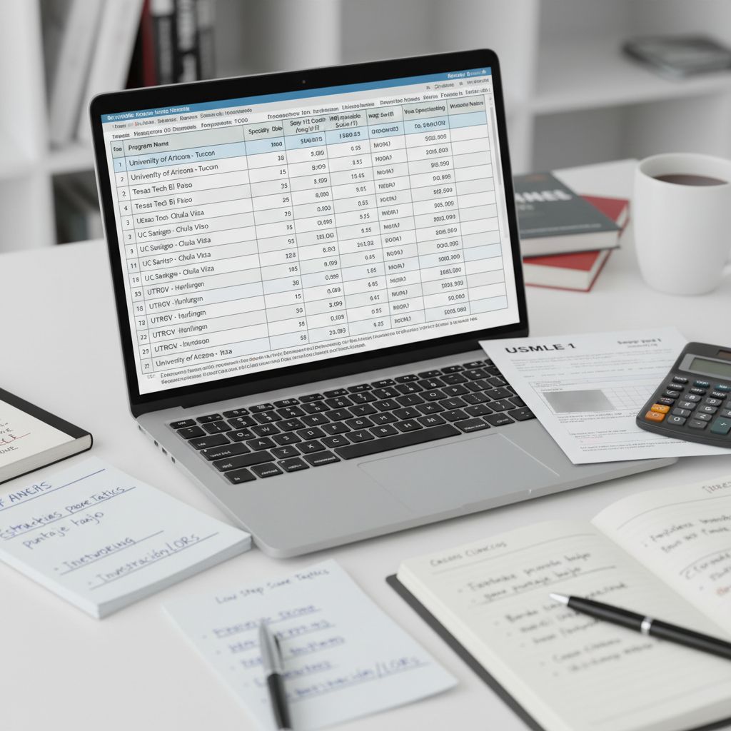Residency program list and planning spreadsheet for IMG with low Step score - non-US citizen IMG for Low Step Score Strategie
