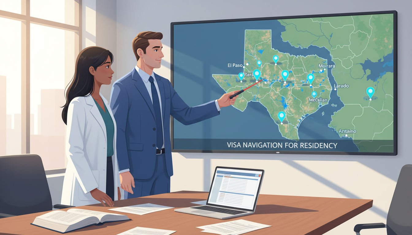 Map-focused meeting on Texas border residency options for international medical graduates - non-US citizen IMG for Visa Navig