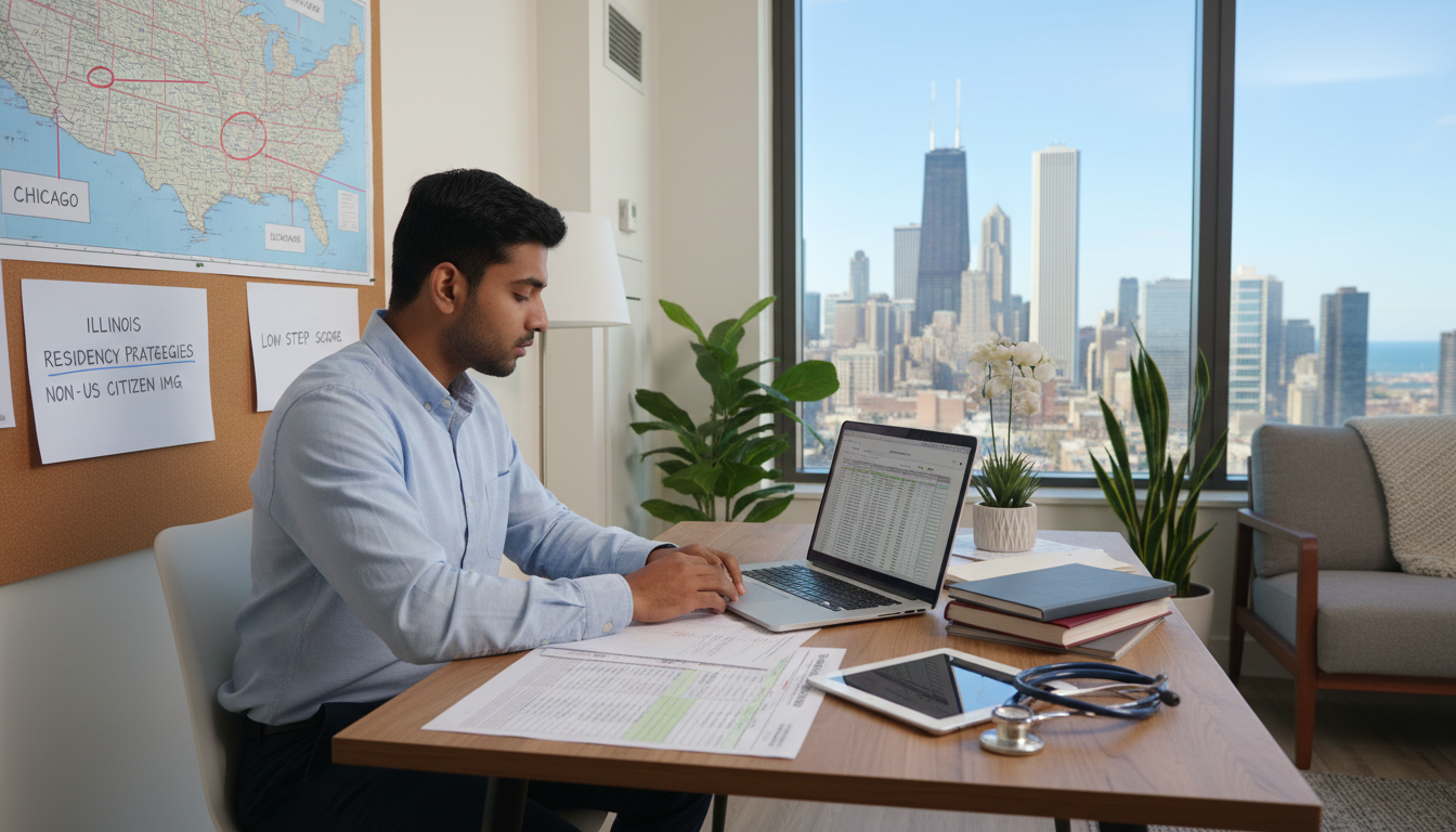 Non-US IMG using spreadsheet to research Chicago and Illinois residency programs - non-US citizen IMG for Low Step Score Stra