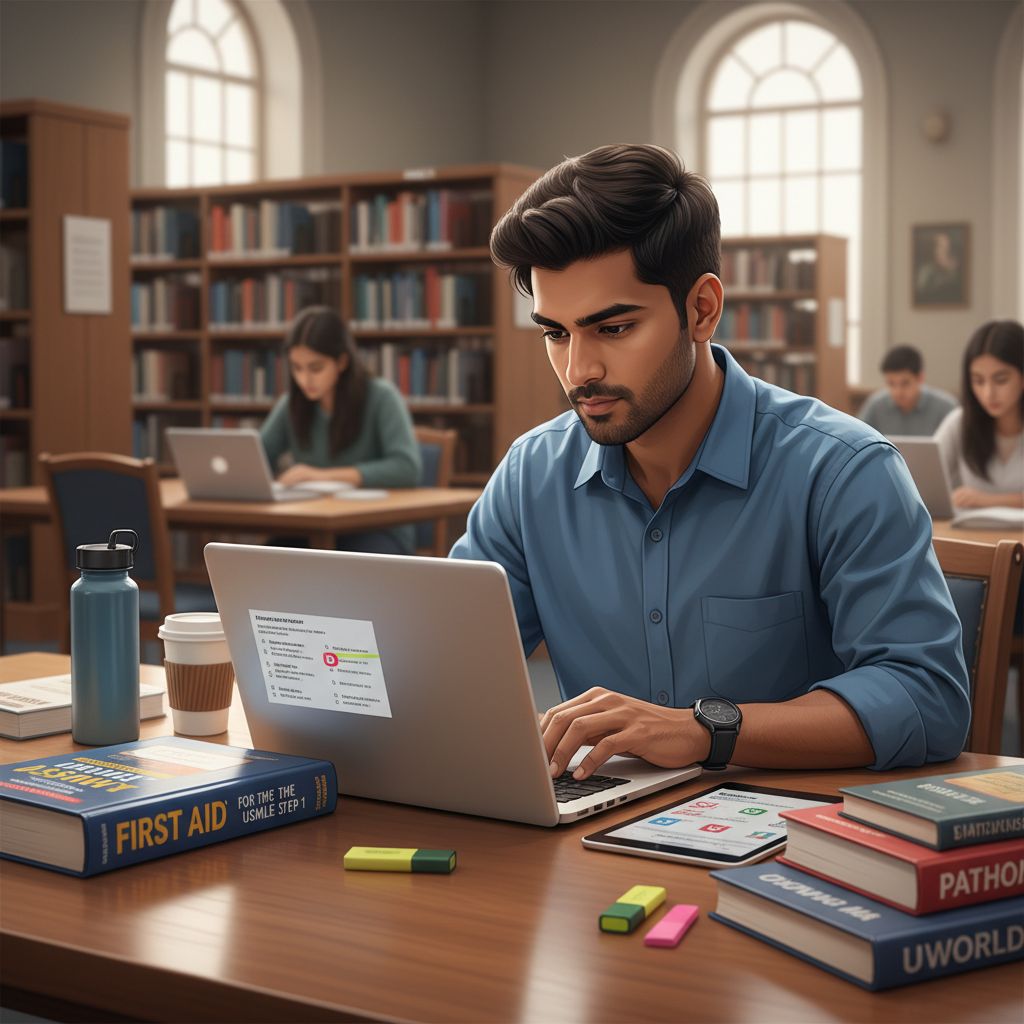 International medical graduate studying for USMLE in quiet library - non-US citizen IMG for Low Step Score Strategies for Non