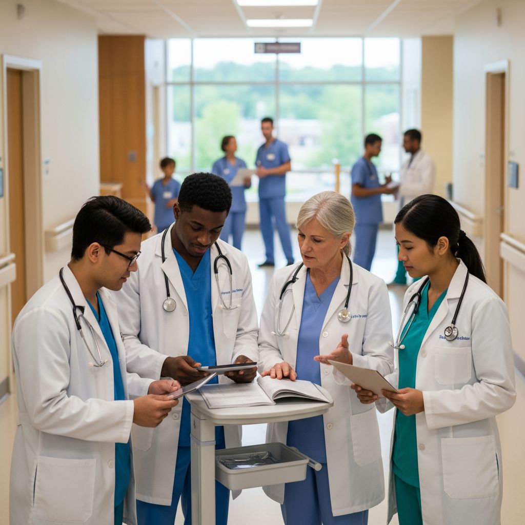 Community hospital residents working together in a busy teaching environment Community hospital residents working together in a busy teaching environment - non-US citizen IMG for H-1B Sponsorship Progra