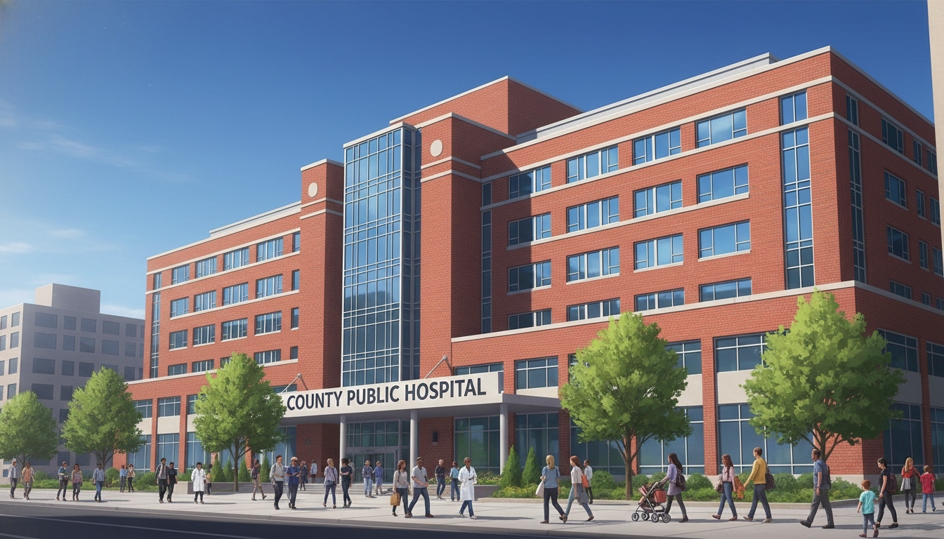 County hospital exterior serving diverse underserved community - non-US citizen IMG for Low Step Score Strategies for Non-US