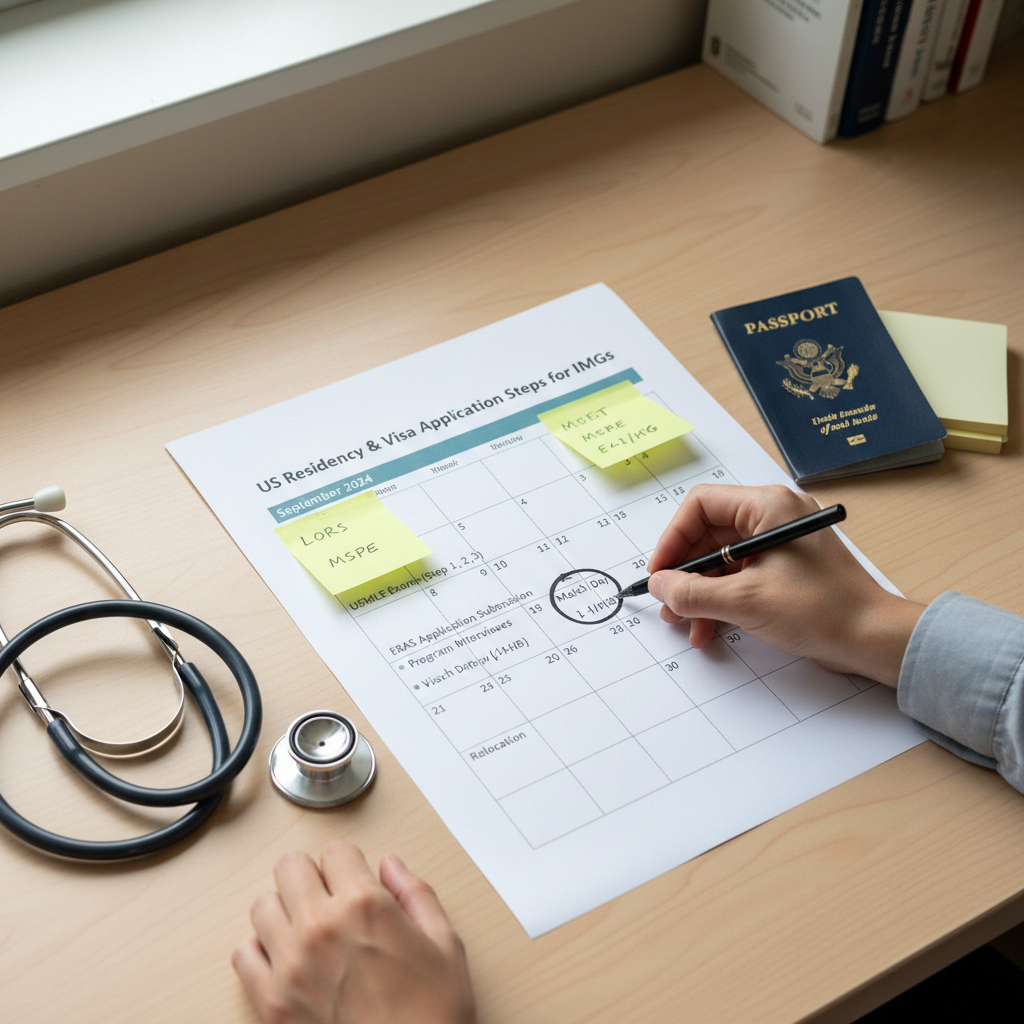 Timeline planning for residency and visa steps for international medical graduates Timeline planning for residency and visa steps for international medical graduates - non-US citizen IMG for Visa Navigation f