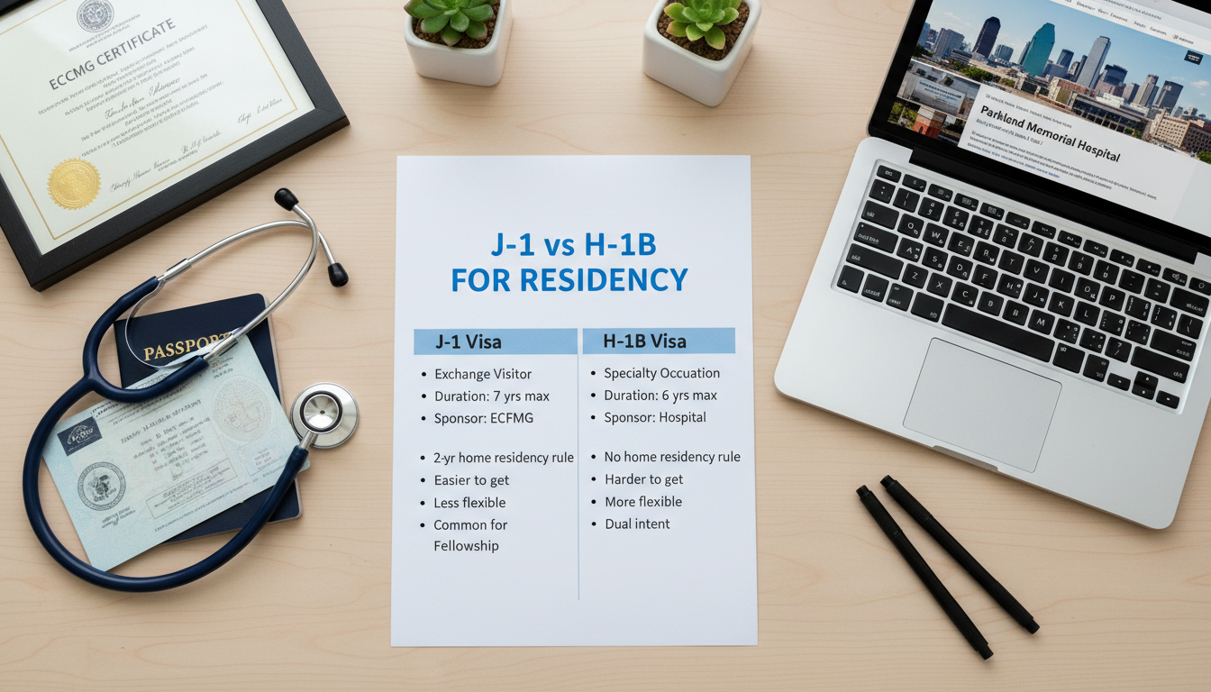 Comparison chart of J-1 vs H-1B visa options for IMGs Comparison chart of J-1 vs H-1B visa options for IMGs - non-US citizen IMG for Visa Navigation for Residency for Non-US Citiz