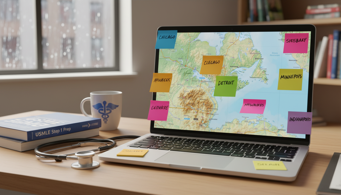 Map-based planning of Great Lakes residency options Map-based planning of Great Lakes residency options - non-US citizen IMG for Geographic Flexibility for Non-US Citizen IMG in