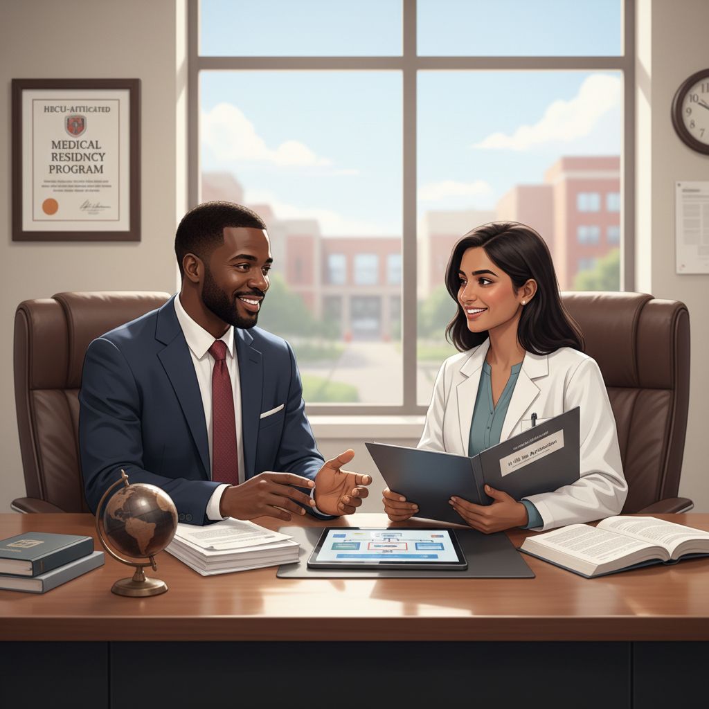 Residency program director discussing H-1B options with a non-US citizen IMG Residency program director discussing H-1B options with a non-US citizen IMG - non-US citizen IMG for H-1B Sponsorship Progra