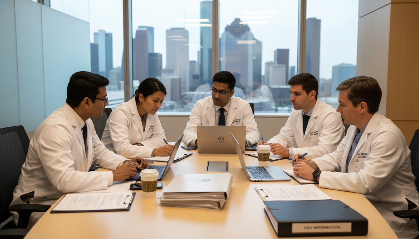 International medical graduates discussing residency applications in Houston International medical graduates discussing residency applications in Houston - non-US citizen IMG for H-1B Sponsorship Progra