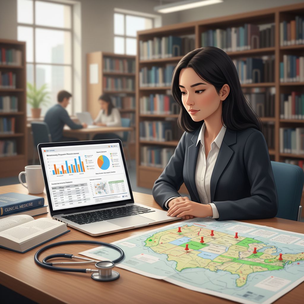 International medical graduate analyzing residency match data and US map International medical graduate analyzing residency match data and US map - non-US citizen IMG for Geographic Flexibility for