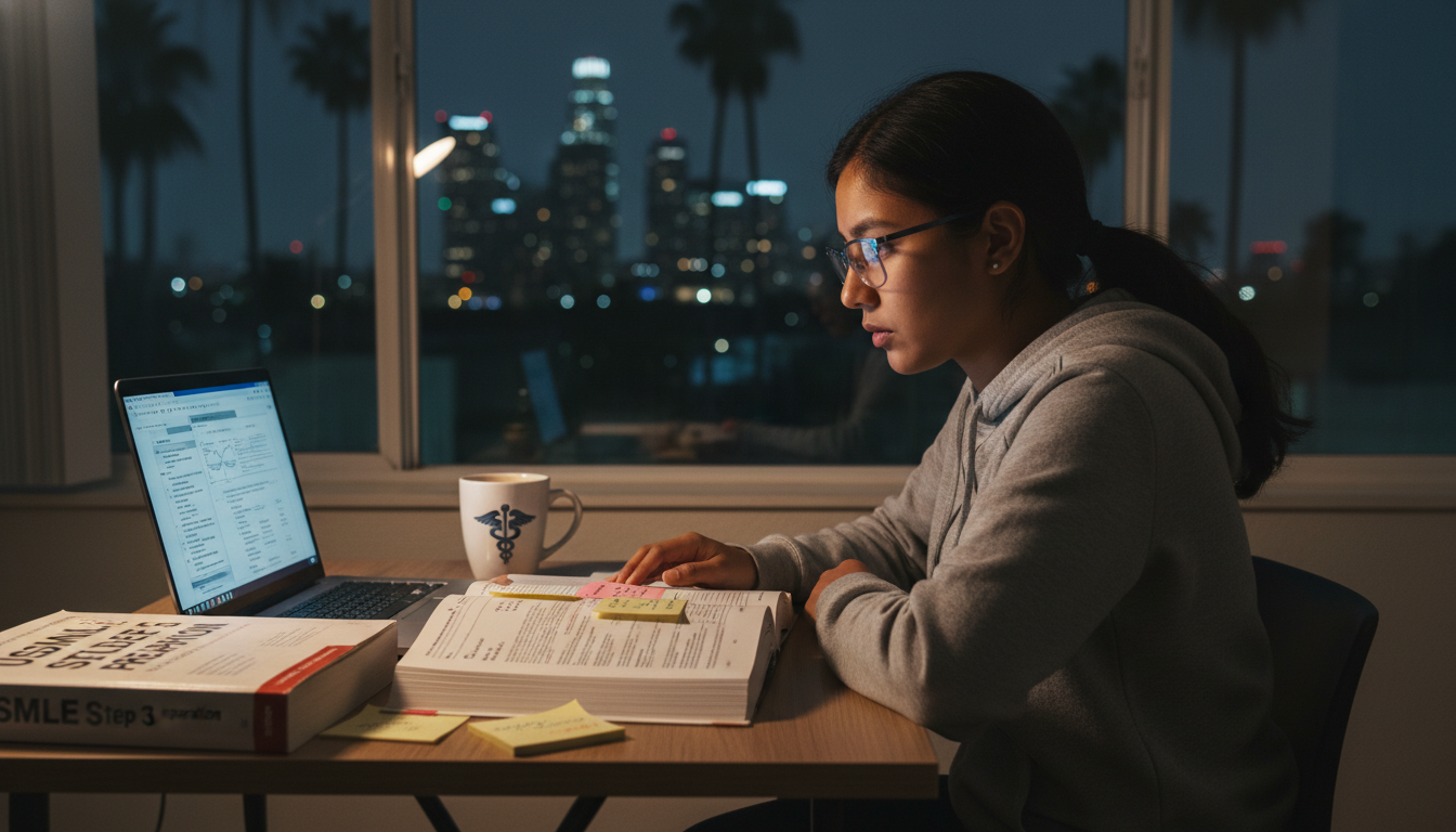 International medical graduate studying USMLE Step 3 in Los Angeles apartment International medical graduate studying USMLE Step 3 in Los Angeles apartment - non-US citizen IMG for H-1B Sponsorship Progr