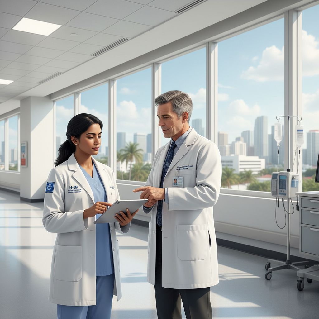 International medical graduate resident and attending physician discussing patient care in Miami hospital International medical graduate resident and attending physician discussing patient care in Miami hospital - non-US citizen IM