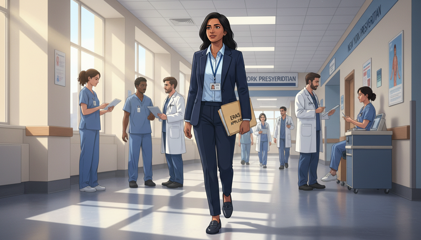 International medical graduate in a New York City hospital hallway - non-US citizen IMG for Low Step Score Strategies for Non