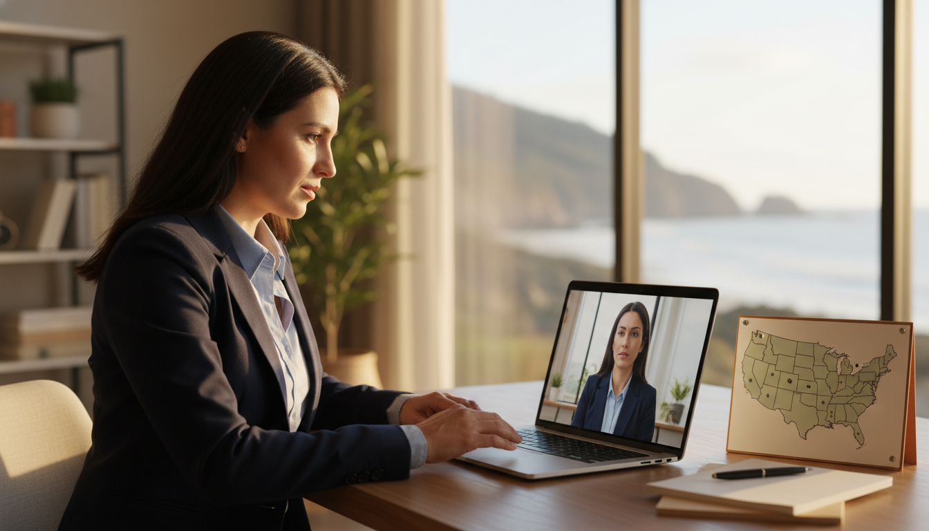 Non-US citizen IMG during a virtual residency interview discussing geographic preferences Non-US citizen IMG during a virtual residency interview discussing geographic preferences - non-US citizen IMG for Geographic