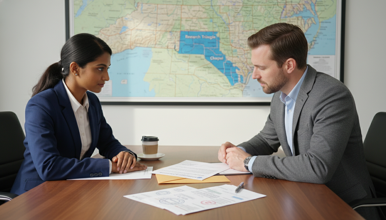 International medical graduate reviewing residency offer and visa documents with advisor - non-US citizen IMG for Visa Naviga