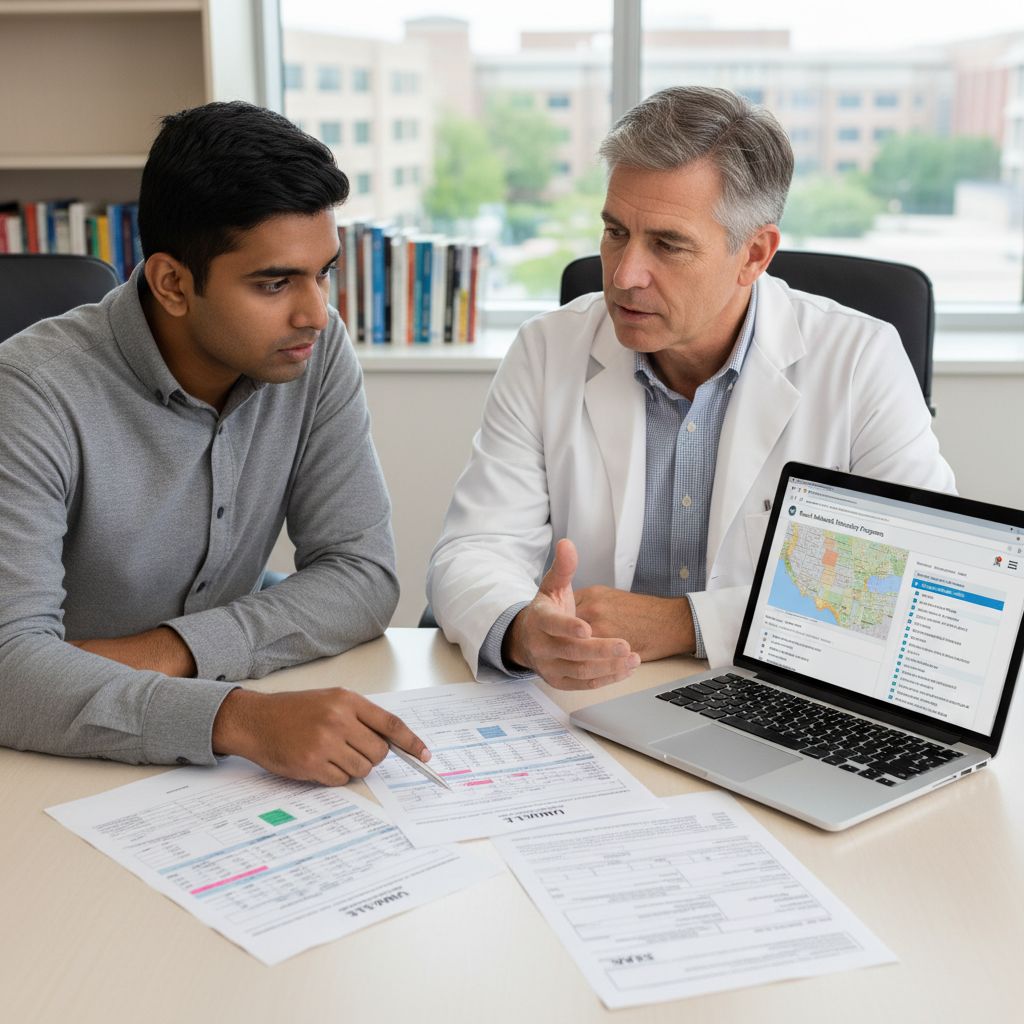 International medical graduate meeting with a mentor to review residency strategy - non-US citizen IMG for Low Step Score Str