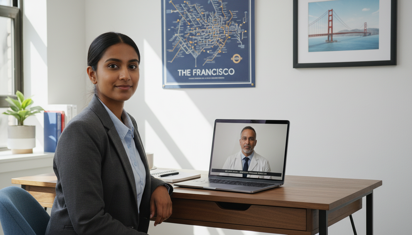 International medical graduate in a video interview with residency program director discussing geographic preferences International medical graduate in a video interview with residency program director discussing geographic preferences - non-U