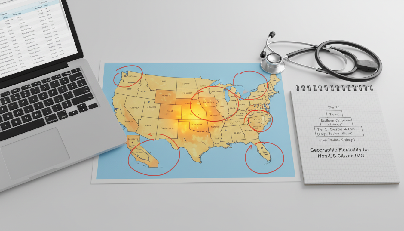 Map of residency application strategy focused on Southern California and broader US flexibility Map of residency application strategy focused on Southern California and broader US flexibility - non-US citizen IMG for Geog