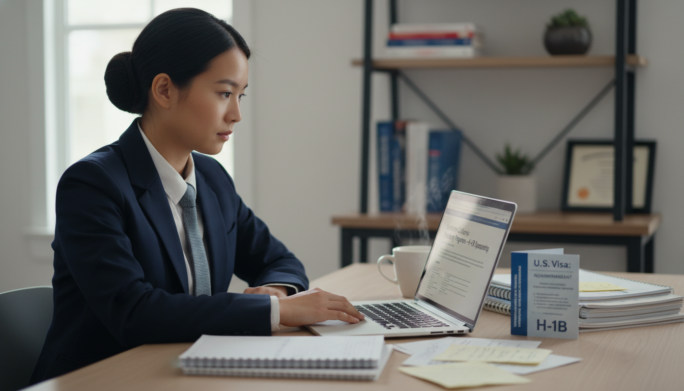 International medical graduate researching residency programs on a laptop International medical graduate researching residency programs on a laptop - non-US citizen IMG for H-1B Sponsorship Programs