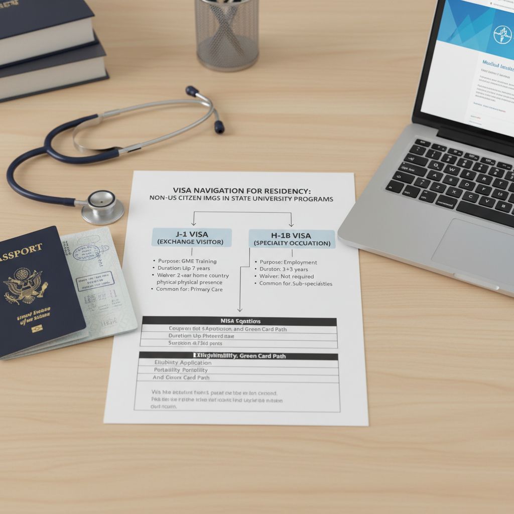 Flowchart of J-1 vs H-1B visa pathways for residency - non-US citizen IMG for Visa Navigation for Residency for Non-US Citize