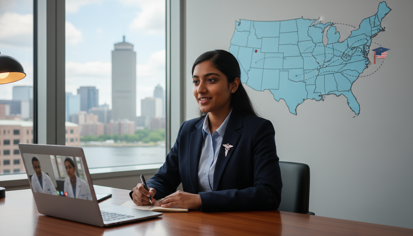 US Citizen IMG in a virtual residency interview discussing geographic preferences US Citizen IMG in a virtual residency interview discussing geographic preferences - US citizen IMG for Geographic Flexibility