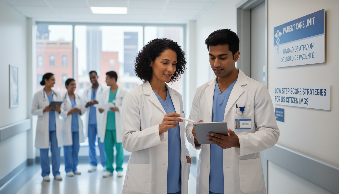 US citizen IMG collaborating with mentor in a New York City hospital US citizen IMG collaborating with mentor in a New York City hospital - US citizen IMG for Low Step Score Strategies for US Ci