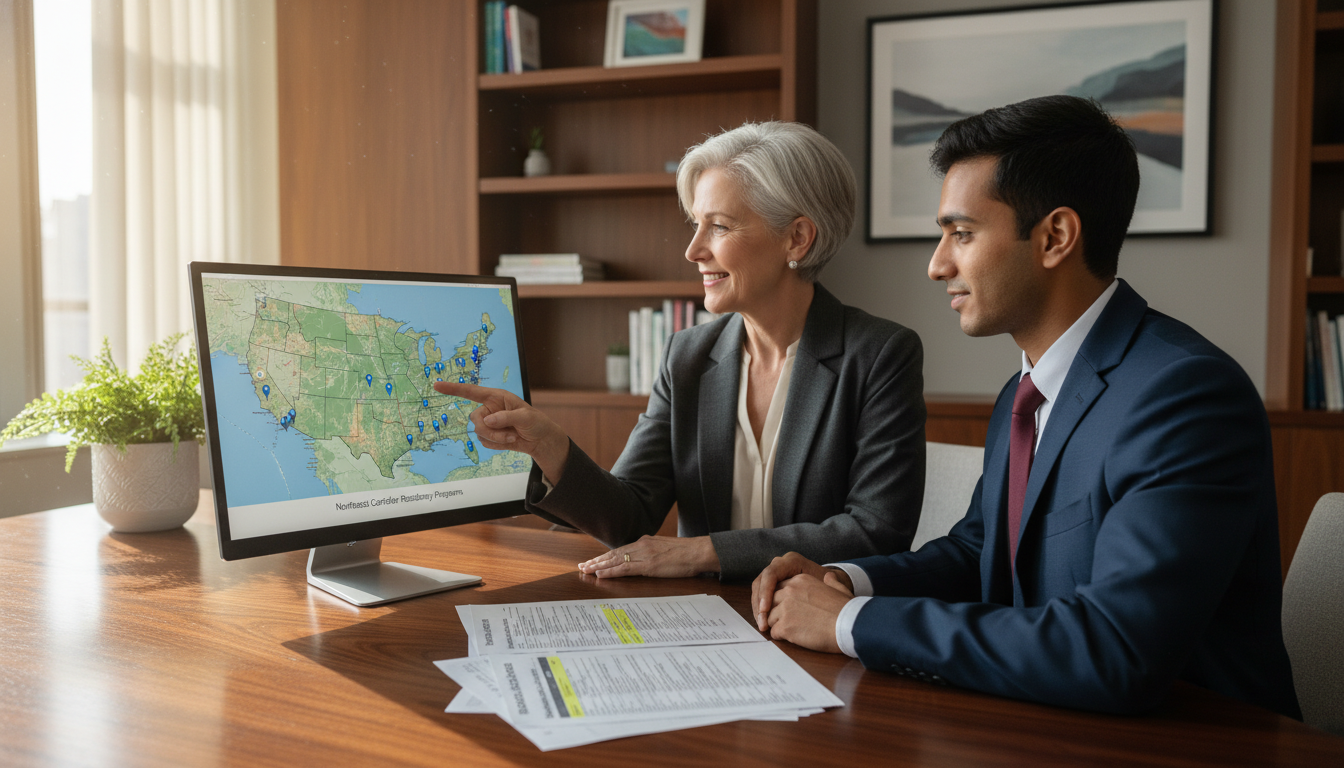 US Citizen IMG evaluating residency programs with a mentor US Citizen IMG evaluating residency programs with a mentor - US citizen IMG for Geographic Flexibility for US Citizen IMG in