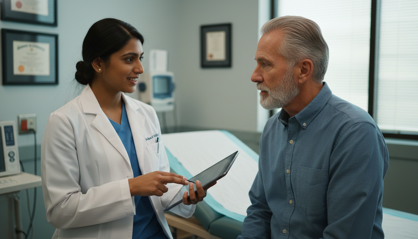 Resident physician working with veteran patient in clinic - US citizen IMG for Low Step Score Strategies for US Citizen IMG i