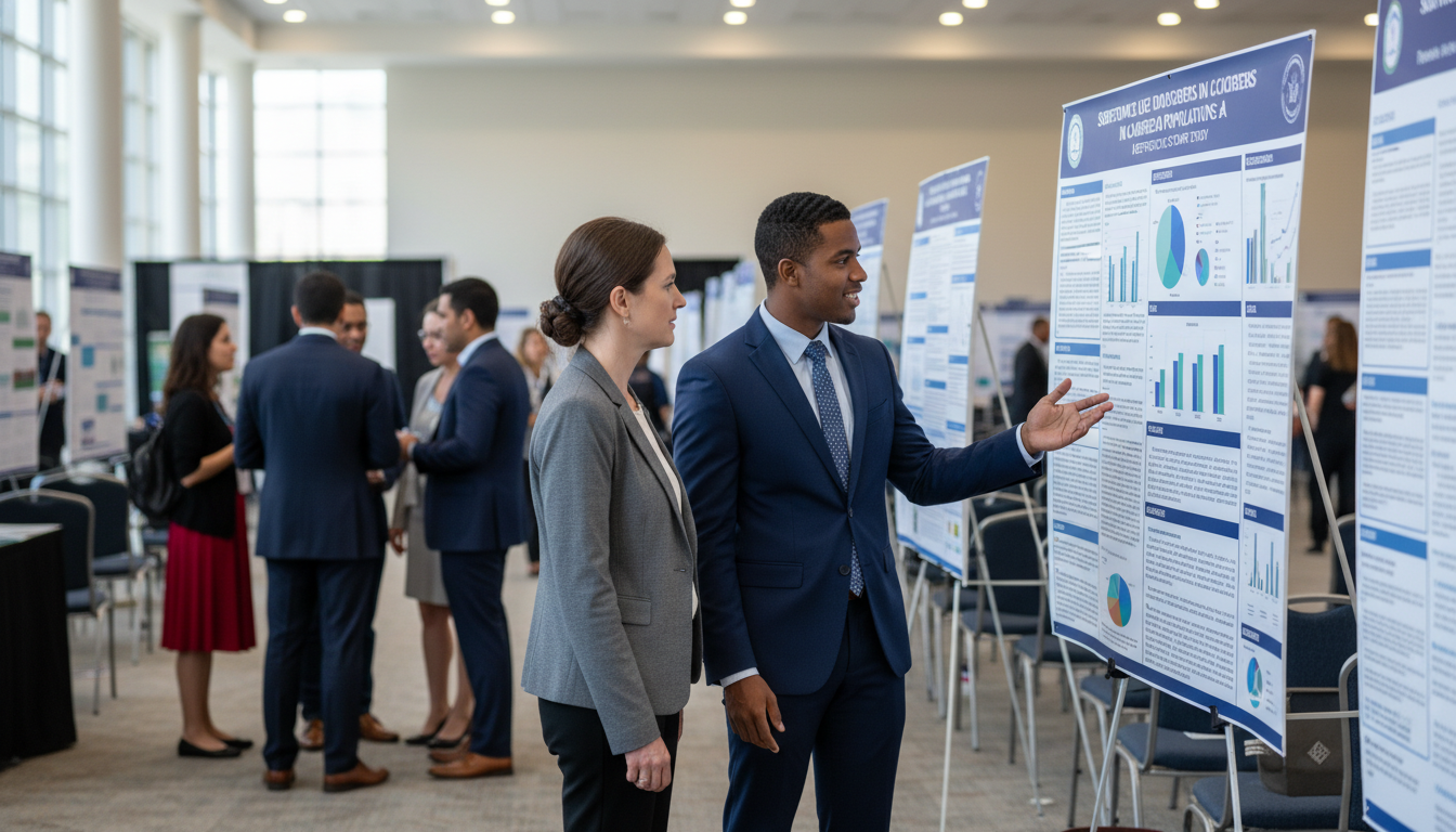 Caribbean IMG presenting addiction medicine research poster Caribbean IMG presenting addiction medicine research poster - Caribbean medical school residency for CV Building for Caribbea