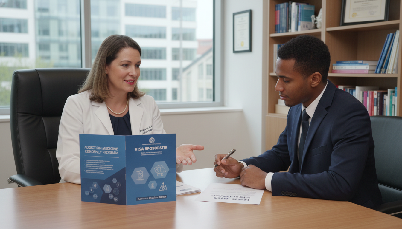 Residency program director discussing H-1B sponsorship policies with Caribbean IMG applicant Residency program director discussing H-1B sponsorship policies with Caribbean IMG applicant - Caribbean medical school resid