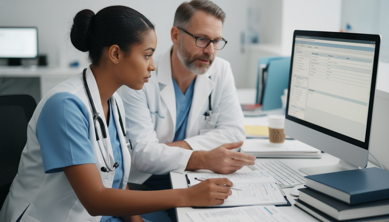 Resident working with addiction medicine mentor on clinical documentation Resident working with addiction medicine mentor on clinical documentation - Caribbean medical school residency for Letters of