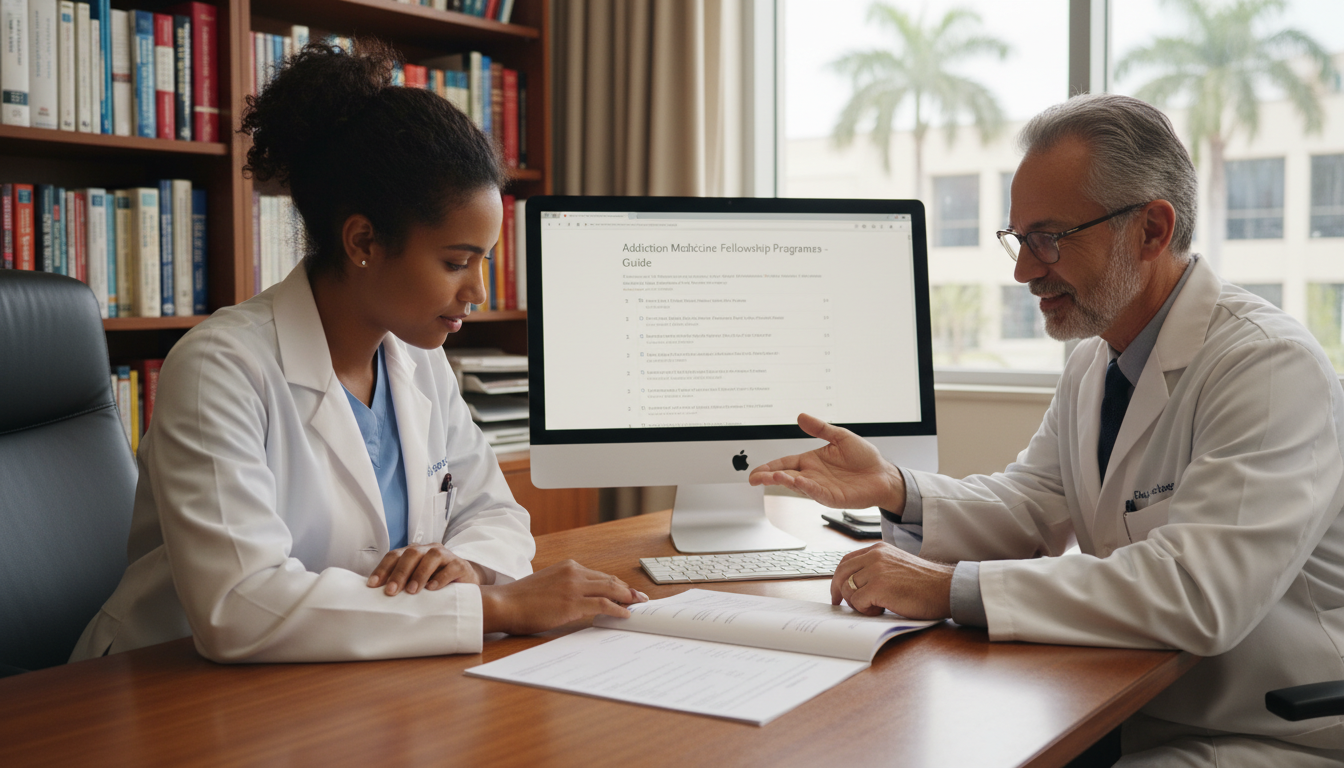 Caribbean IMG engaging in mentorship discussion about addiction medicine - Caribbean medical school residency for Networking