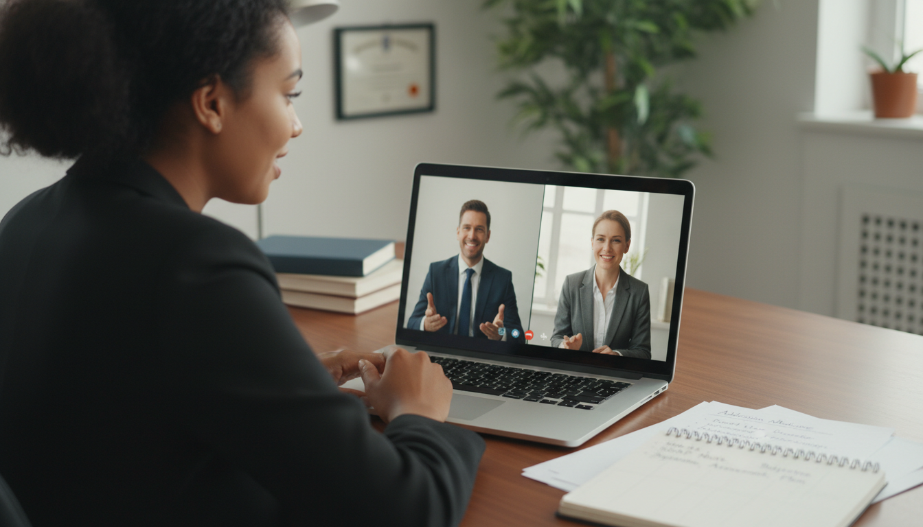 Caribbean IMG participating in a virtual SOAP interview with addiction focus - Caribbean medical school residency for SOAP Pr