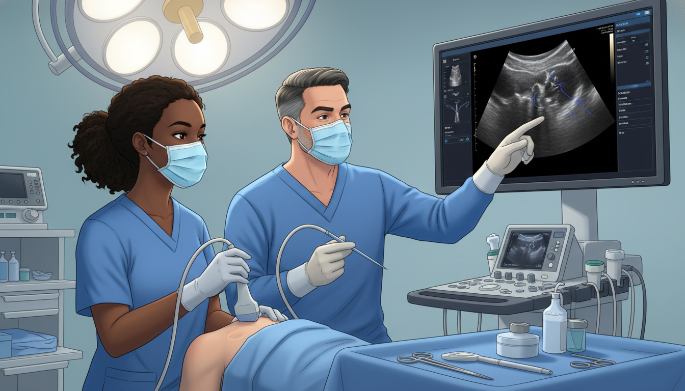 Anesthesia Resident Performing Ultrasound-Guided Procedure Anesthesia Resident Performing Ultrasound-Guided Procedure - Caribbean medical school residency for Fellowship Preparation fo