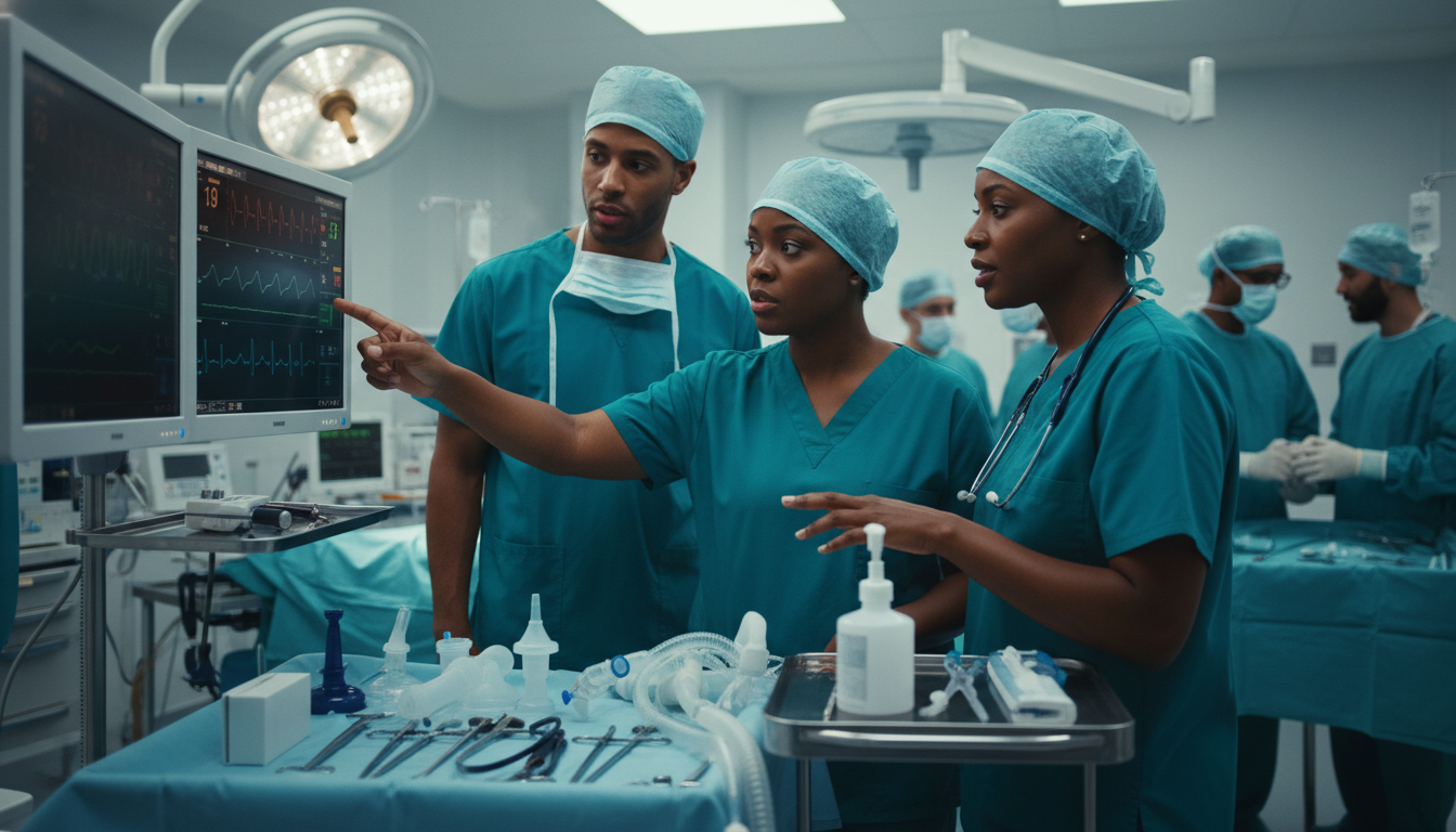 Caribbean IMG student on anesthesia rotation in OR - Caribbean medical school residency for Low Step Score Strategies for Car