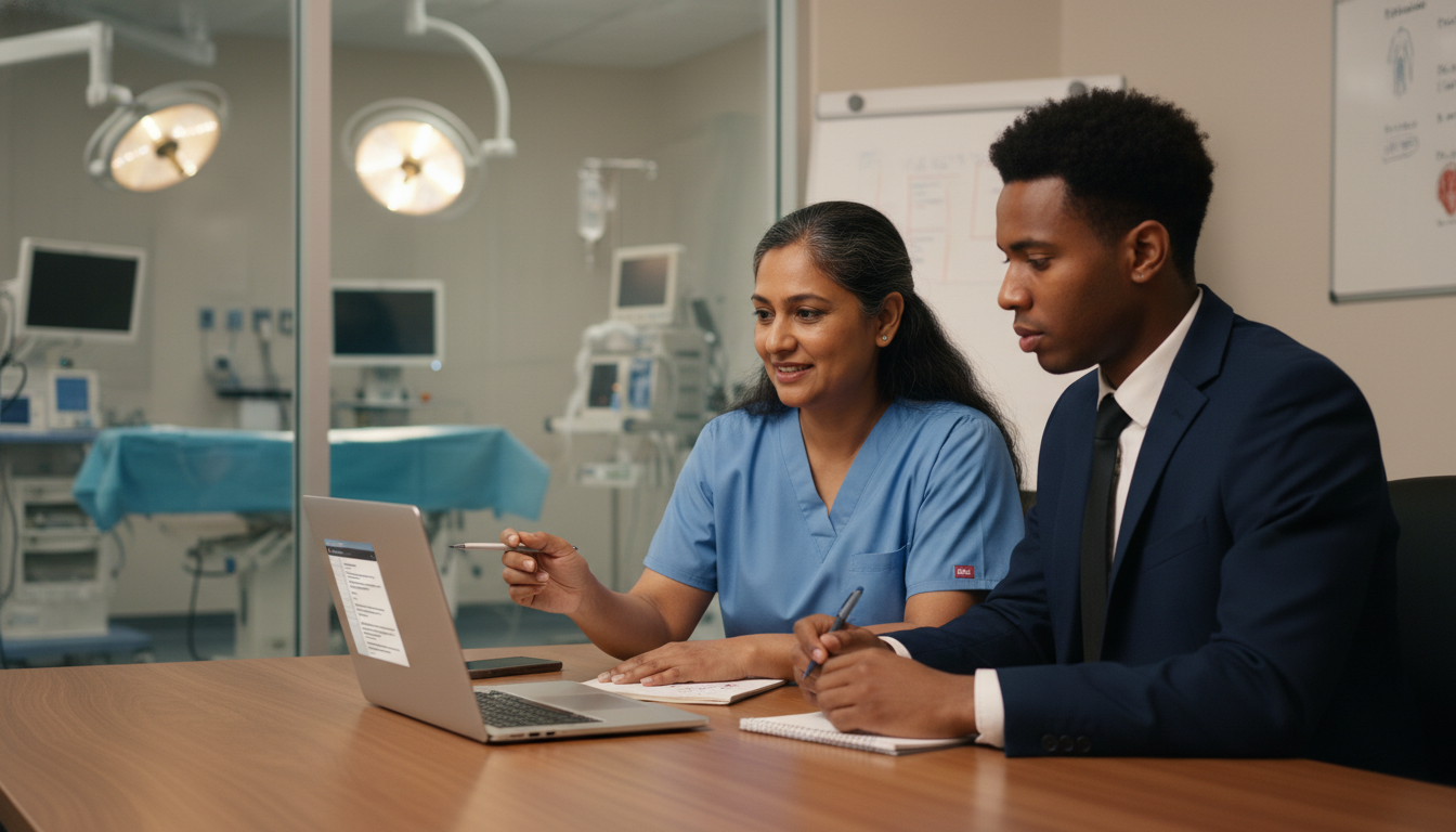 Anesthesiology resident and mentor discussing application strategy Anesthesiology resident and mentor discussing application strategy - Caribbean medical school residency for Addressing Red Fl