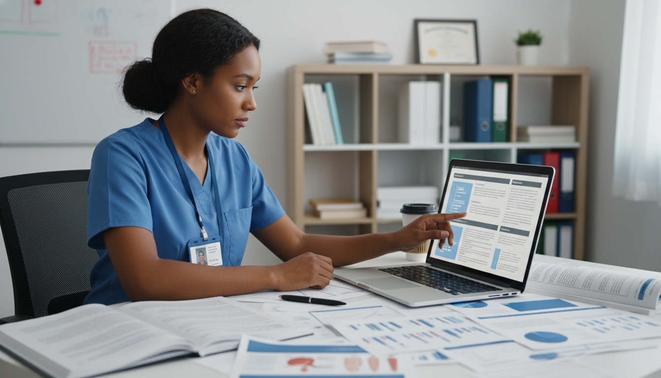 Caribbean IMG preparing an anesthesiology research poster on laptop Caribbean IMG preparing an anesthesiology research poster on laptop - Caribbean medical school residency for Research Profile