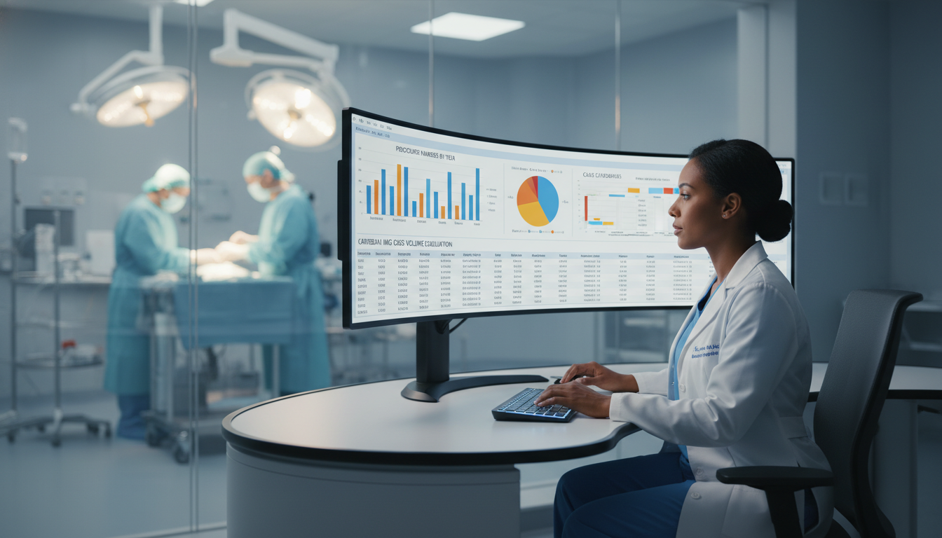 Cardiothoracic surgery resident reviewing operative case log - Caribbean medical school residency for Case Volume Evaluation