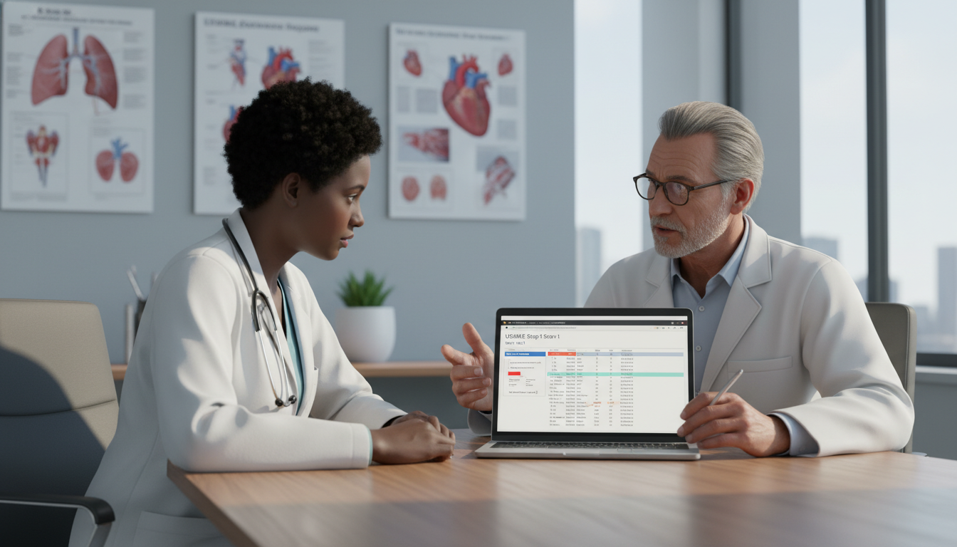 Caribbean IMG discussing USMLE score strategy with mentor - Caribbean medical school residency for Low Step Score Strategies