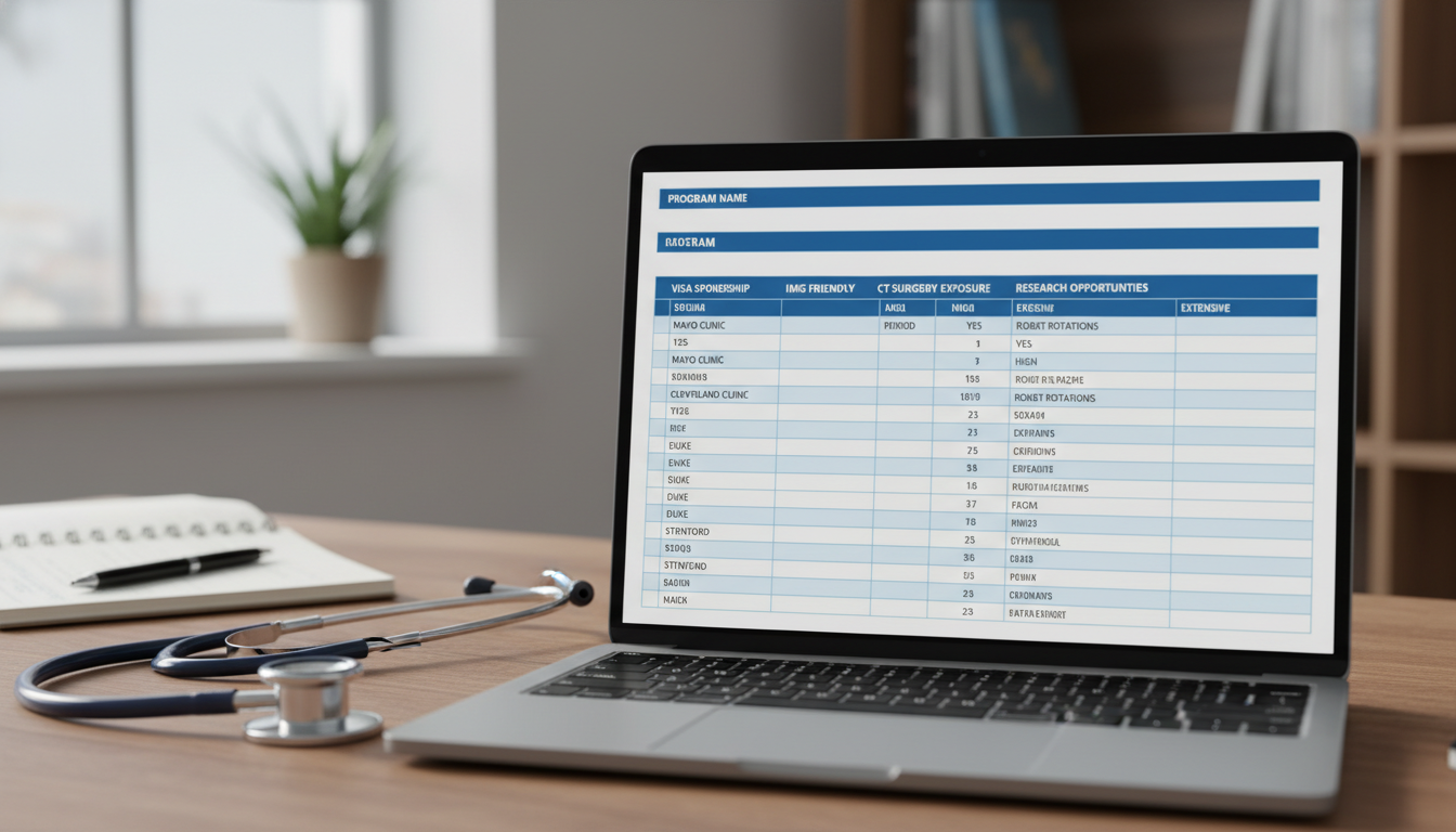 Spreadsheet for researching cardiothoracic surgery residency programs Spreadsheet for researching cardiothoracic surgery residency programs - Caribbean medical school residency for How to Researc