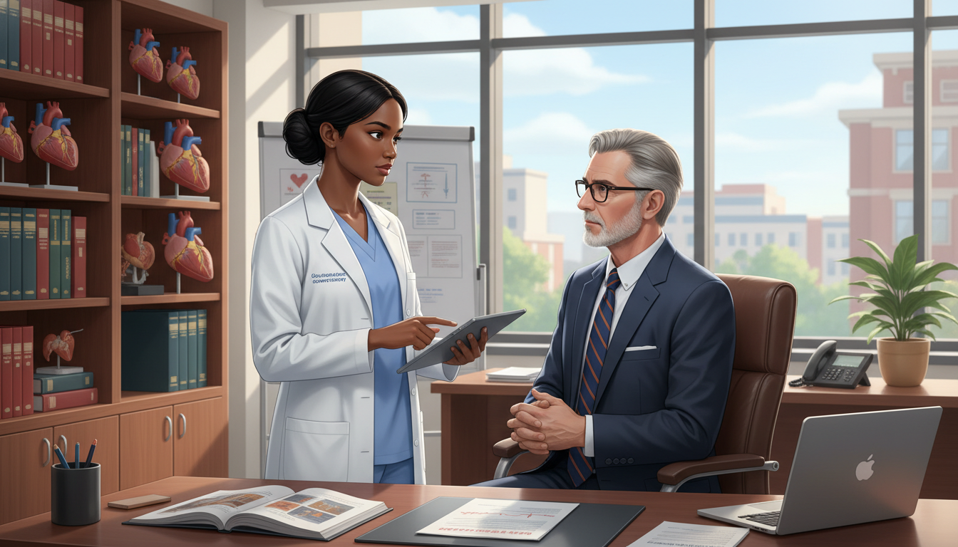 Cardiothoracic surgery resident discussing training with program director Cardiothoracic surgery resident discussing training with program director - Caribbean medical school residency for Questions