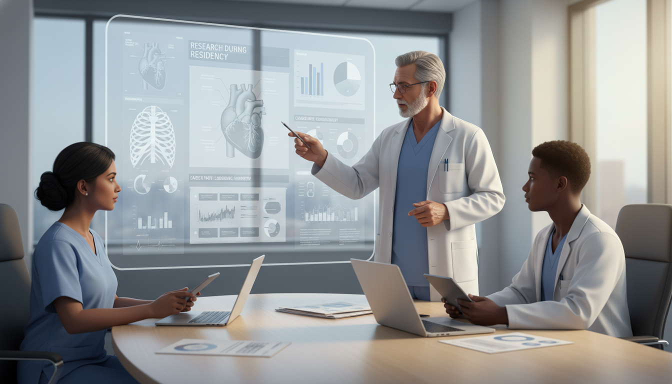 Cardiothoracic surgery team discussing research and academic career planning - Caribbean medical school residency for Researc