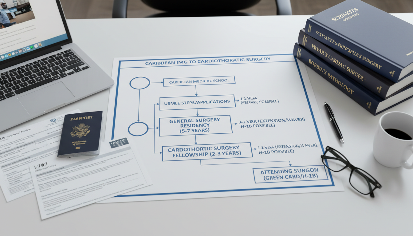 Flowchart of cardiothoracic surgery training and visa decisions for IMGs Flowchart of cardiothoracic surgery training and visa decisions for IMGs - Caribbean medical school residency for Visa Naviga