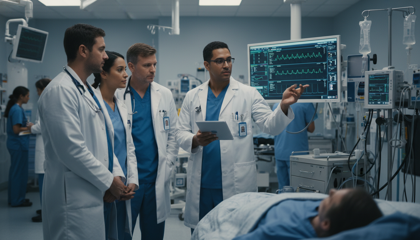 Medical student in emergency department during clinical rotation Medical student in emergency department during clinical rotation - Caribbean medical school residency for CV Building for Car